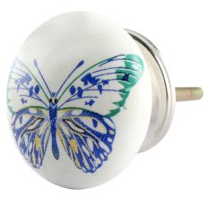 Blue Butterfly Ceramic Flat Cabinet Knob Online